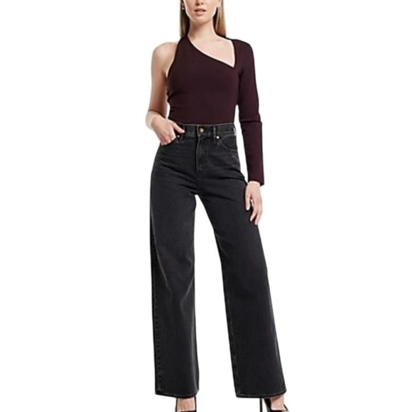 Express Women’s Dark Maroon One Sleeve Bodysuit Size Small - Picture 2 of 9